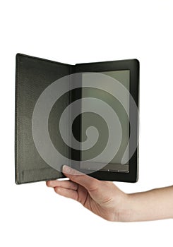 Hand holding an ebook reader