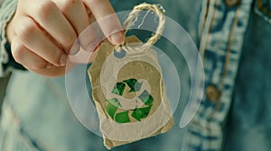 Hand Holding Eco-Friendly Tag. AI generated