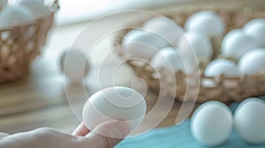 The hand holding egg. AI generated