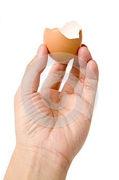 Hand holding an eggshell