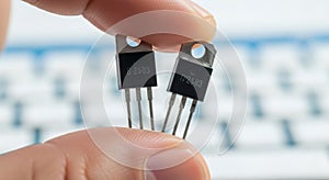 Hand Holding Electronic Transistors