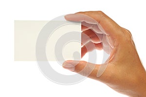 Hand holding an empty business card