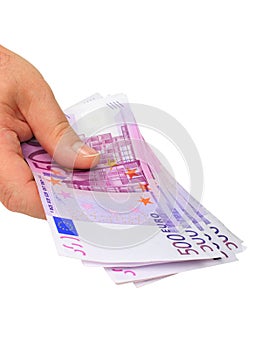 Hand holding euro notes