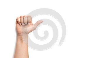 Hand  holding. Female arm gesture. Woman hand isolated on white background with clipping path