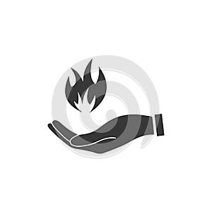 hand holding a fire icon, flat design best vector