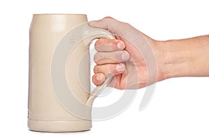 Hand holding german Beer Stein Mug