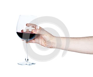 Hand Holding a Glass of Red Wine