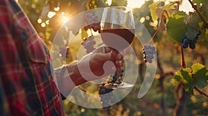 The glass of red wine.AI generated image