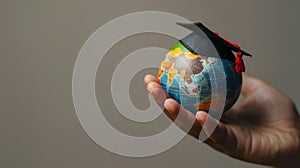 The globe with graduation cap.AI generated image