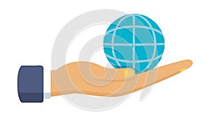 Hand Holding Globe Icon: Global Connection, Environment World Care, vector design Generative AI