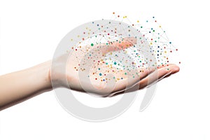 Hand holding glowing digital network concept