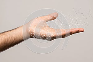 Hand holding glowing digital network concept