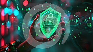 The glowing cybersecurity shield.AI generated image