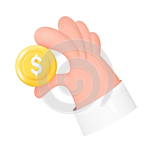 Hand Holding Golden Coin with Dollar Sign