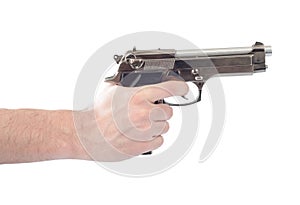 Hand holding gun