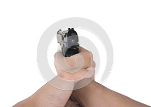Hand holding gun