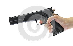 Hand holding gun