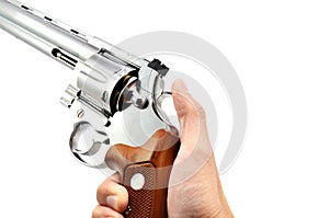 Hand holding gun photo