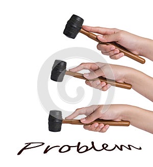 Hand holding hammer beat problems.