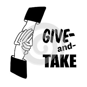 Hand holding hand for help and hope icon vector handshake support give and take