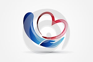 Hand holding a heart icon logo