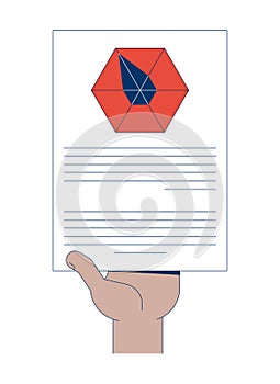 Hand holding hexagonal data diagram report vector illustration