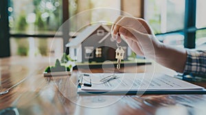 The hand holding house keys.AI generated image