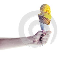 Hand holding an ice cream cone