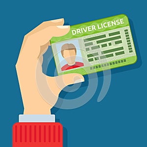 Hand holding id card, car driving licence vector illustration photo