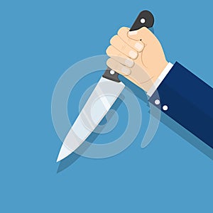 Hand holding knife, vector illustration