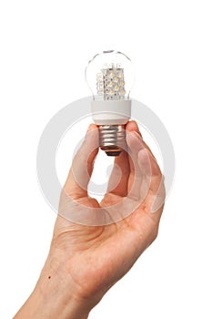 Hand holding led bulb lamp