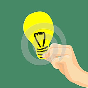 Hand holding light bulb flat style-Vector Illustration