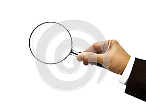 Hand Holding magnifying Glass