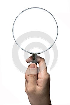 Hand Holding Magnifying Glass in Vertical