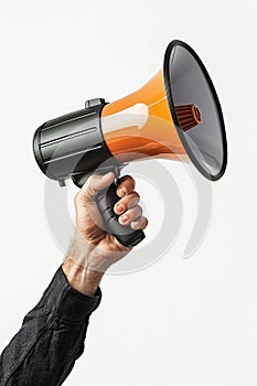 Hand holding megaphone Ai photo