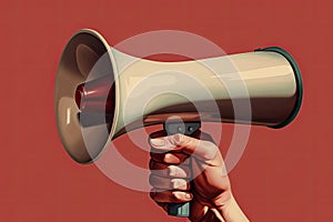 Hand holding megaphone Announcement concept promotion and advertising concept