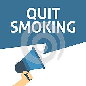 Hand Holding Megaphone With QUIT SMOKING Announcement