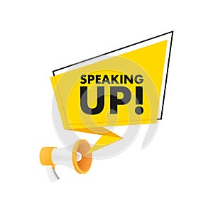 Hand Holding Megaphone with speak up. Megaphone banner. Web design. Vector stock illustration.