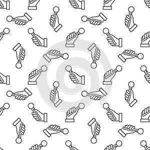 Hand holding Mic vector line Seamless Pattern or background