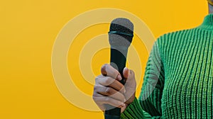 The microphone held by hand.AI generated image