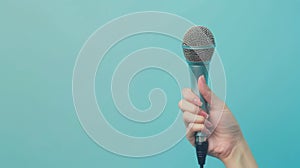 A Hand Holding a Microphone.AI generated image