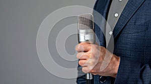 A hand holding microphone.AI generated image