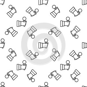 Hand Holding Microphone vector line seamless pattern