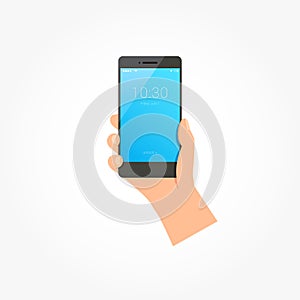 Hand Holding Mobile Phone Lock Screen