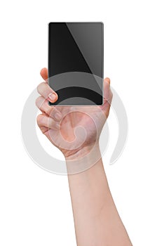 Hand holding mobile phone, tablet PC, palm gadget