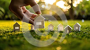 The hand holding model house.AI generated image