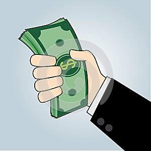 Hand Holding Money, Business Concept vector