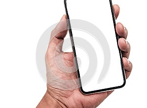 Hand holding, New version of black slim smartphone similar to iphone x