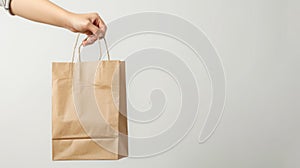 A Hand Holding Paper Bag. AI generated