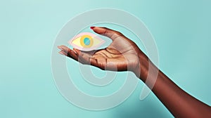 A Hand Holding Paper Eye. AI generated